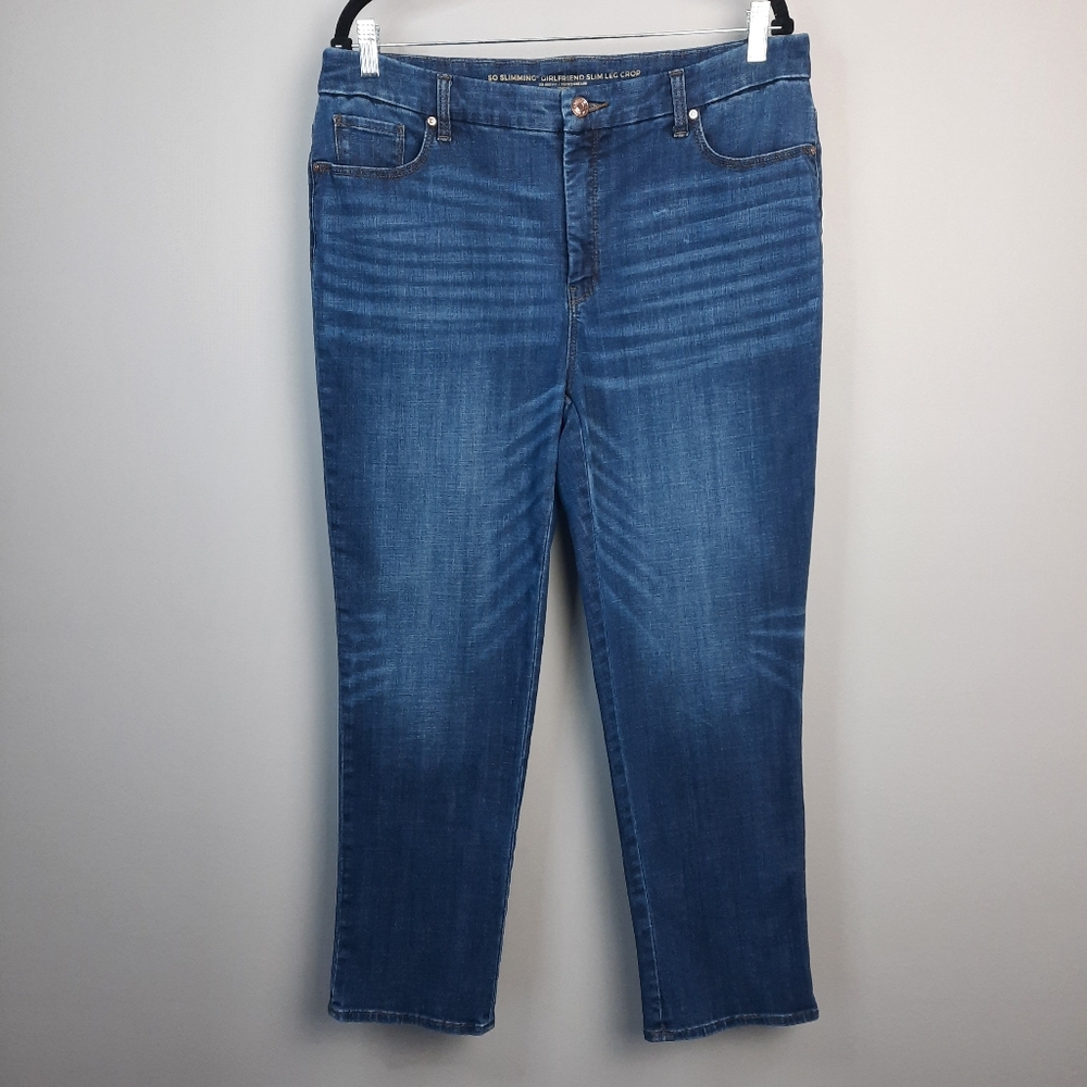 Chico's So Slimming High Rise Girlfriend Slim Leg Crop Jeans size 14